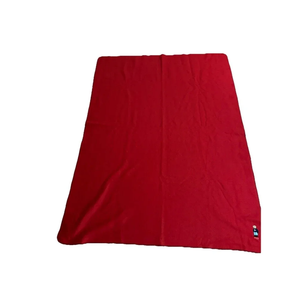 Lauren Ralph Lauren red fleece throw blanket embroidered Polo Bear 52